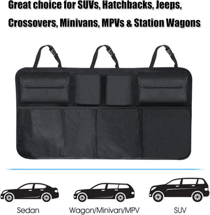 Suv Trunk Organizer for Groceries Back Seat Hanging Organizer,600D Oxford Cloth Foldable Wear-Resistant and Waterproof with 8 Storage Bag, Very Good Car Accessories for Men &Women