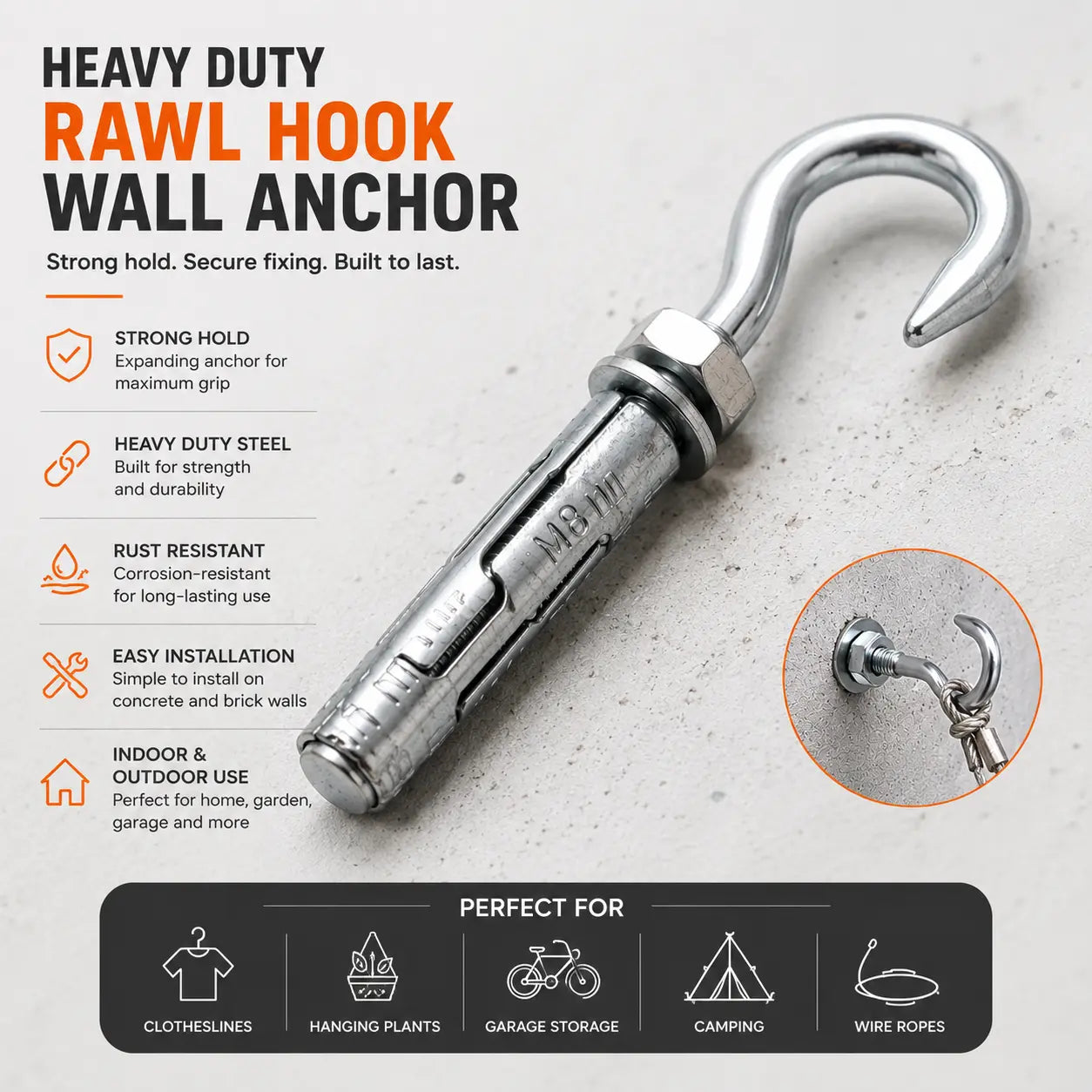 Heavy Duty Rawl Hook Wall Anchor