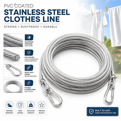Stainless steel PVC coated clothesline wire - [specific: balcony use / thickness / installation / Pet Wire]