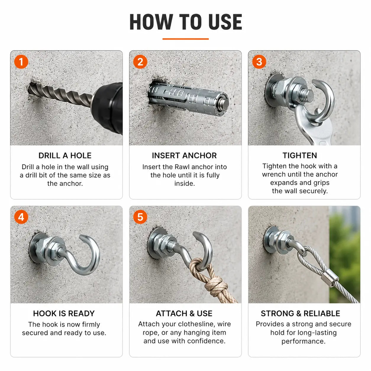 Heavy Duty Rawl Hook Wall Anchor