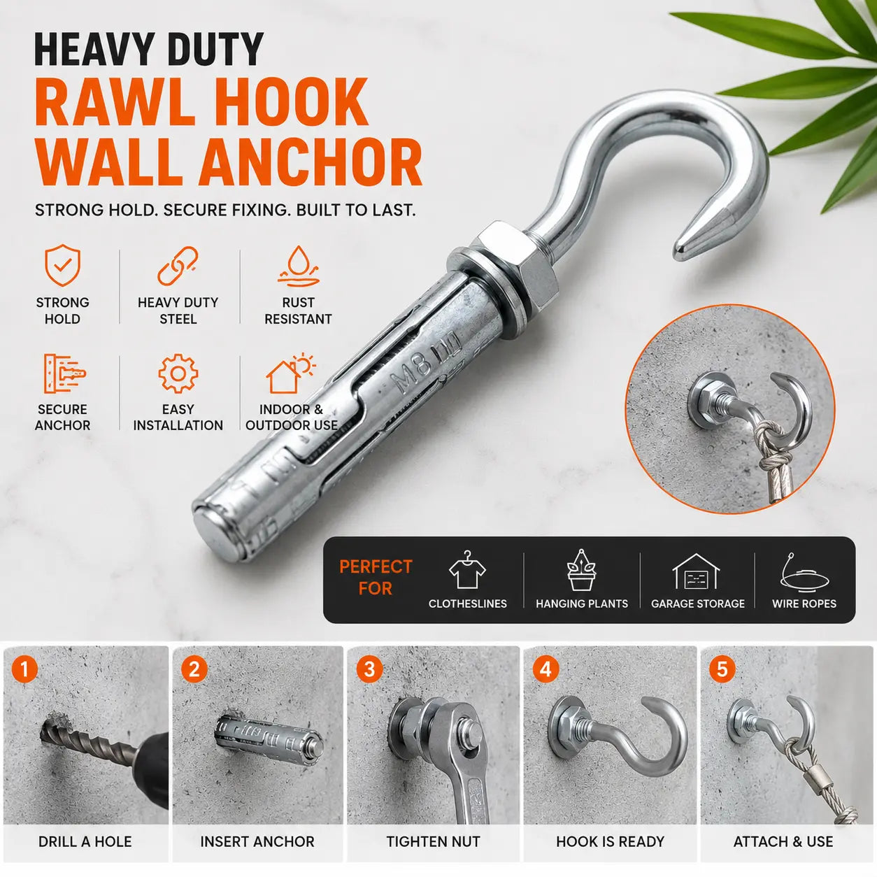 Heavy Duty Rawl Hook Wall Anchor