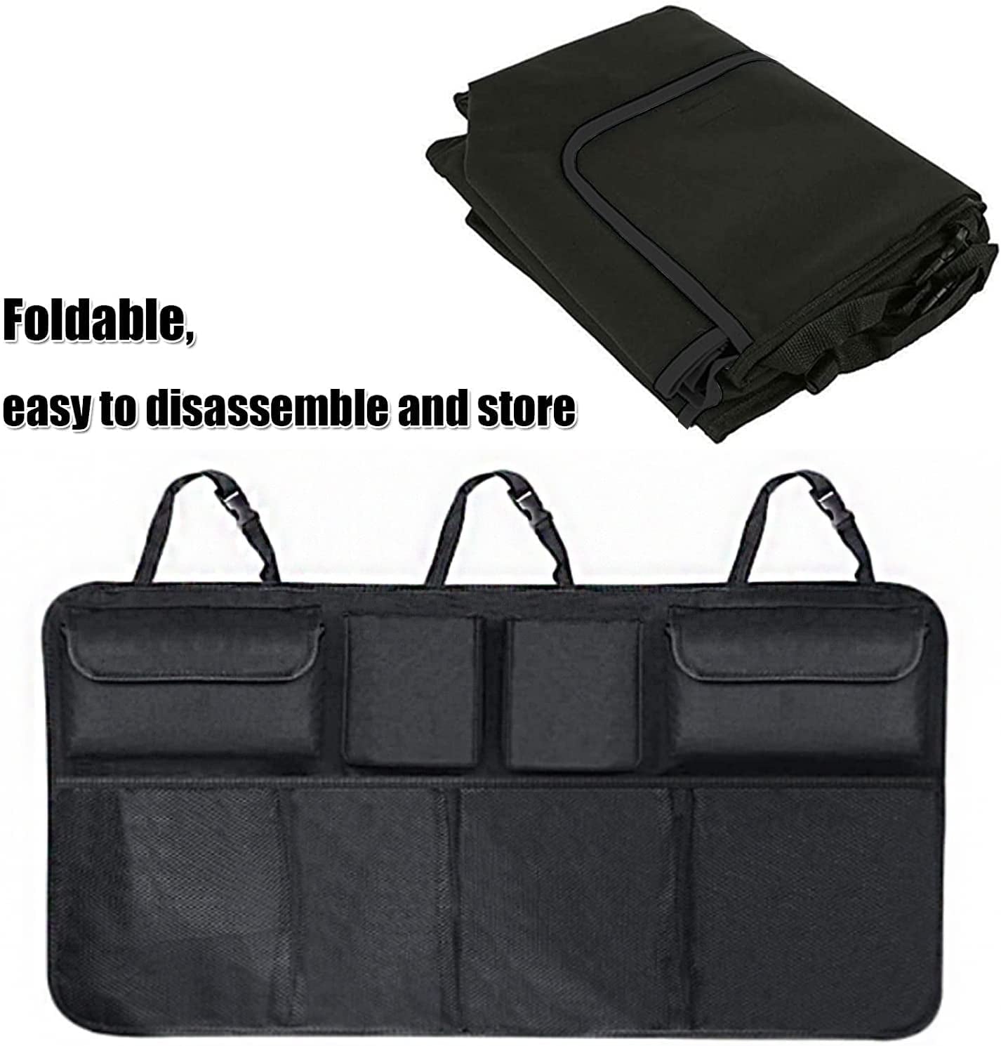 Suv Trunk Organizer for Groceries Back Seat Hanging Organizer,600D Oxford Cloth Foldable Wear-Resistant and Waterproof with 8 Storage Bag, Very Good Car Accessories for Men &Women